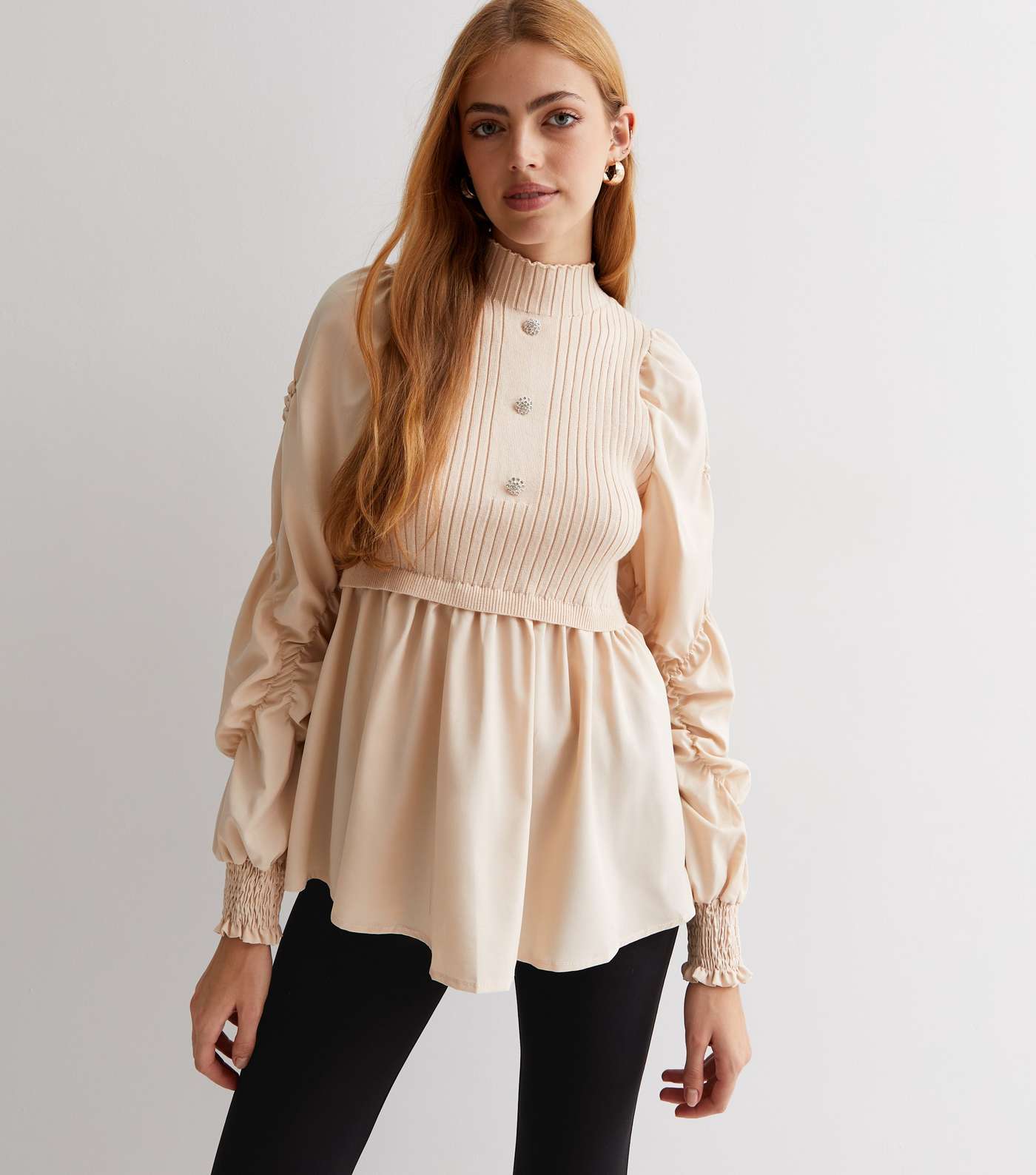 Cameo Rose Stone 2-in-1 Gem Button Blouse