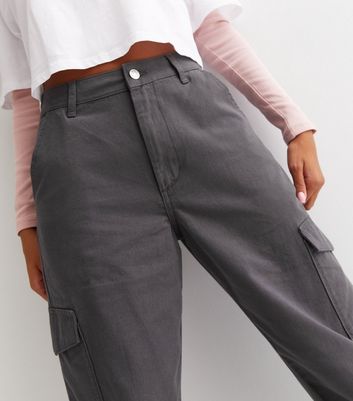 dark grey wide leg trousers