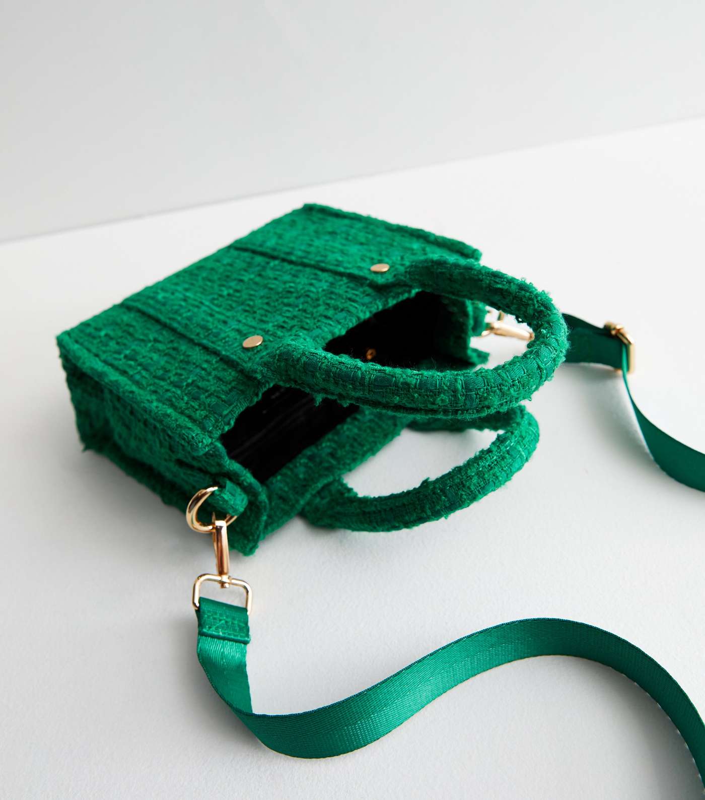 Green Bouclé Tote Cross Body Bag Image 4