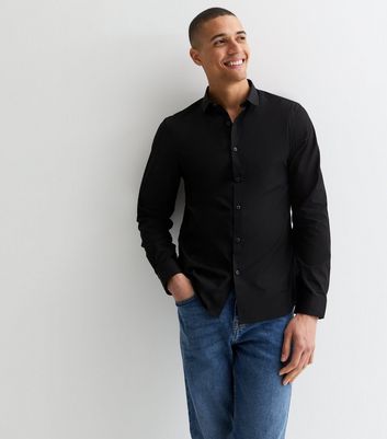 Black Poplin Long Sleeve Regular Fit Shirt