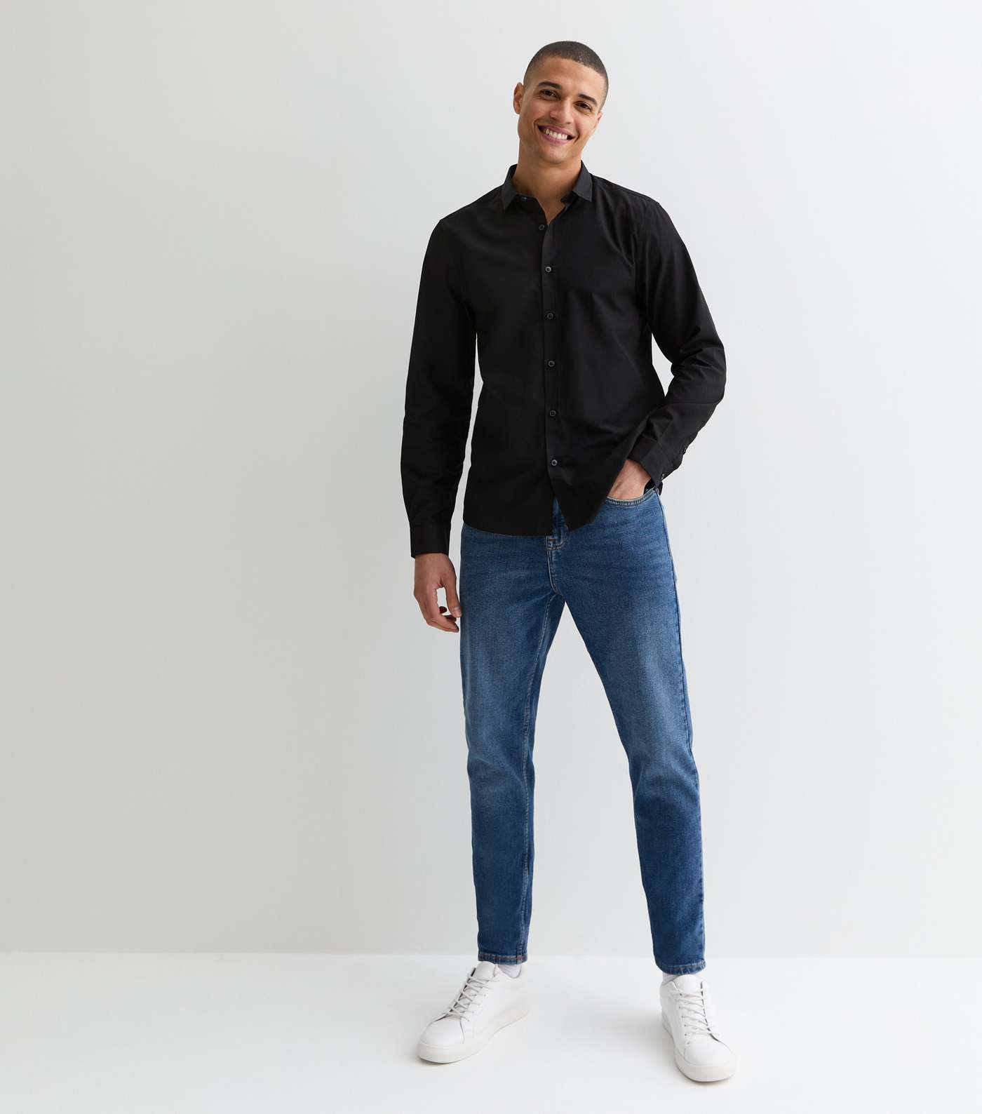 Black Poplin Long Sleeve Regular Fit Shirt Image 3