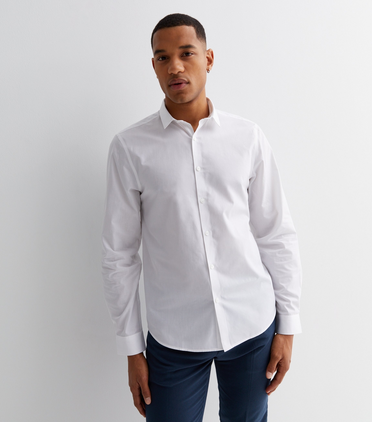 Men's White Poplin Long Sleeve Regular Fit Shirt New Look
