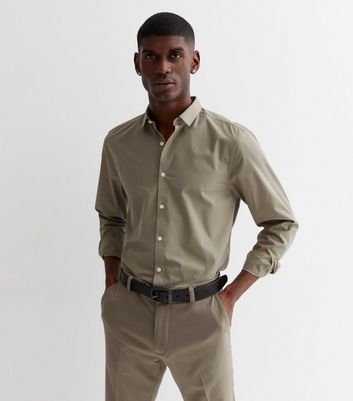 Olive Poplin Long Sleeve Regular Fit Shirt