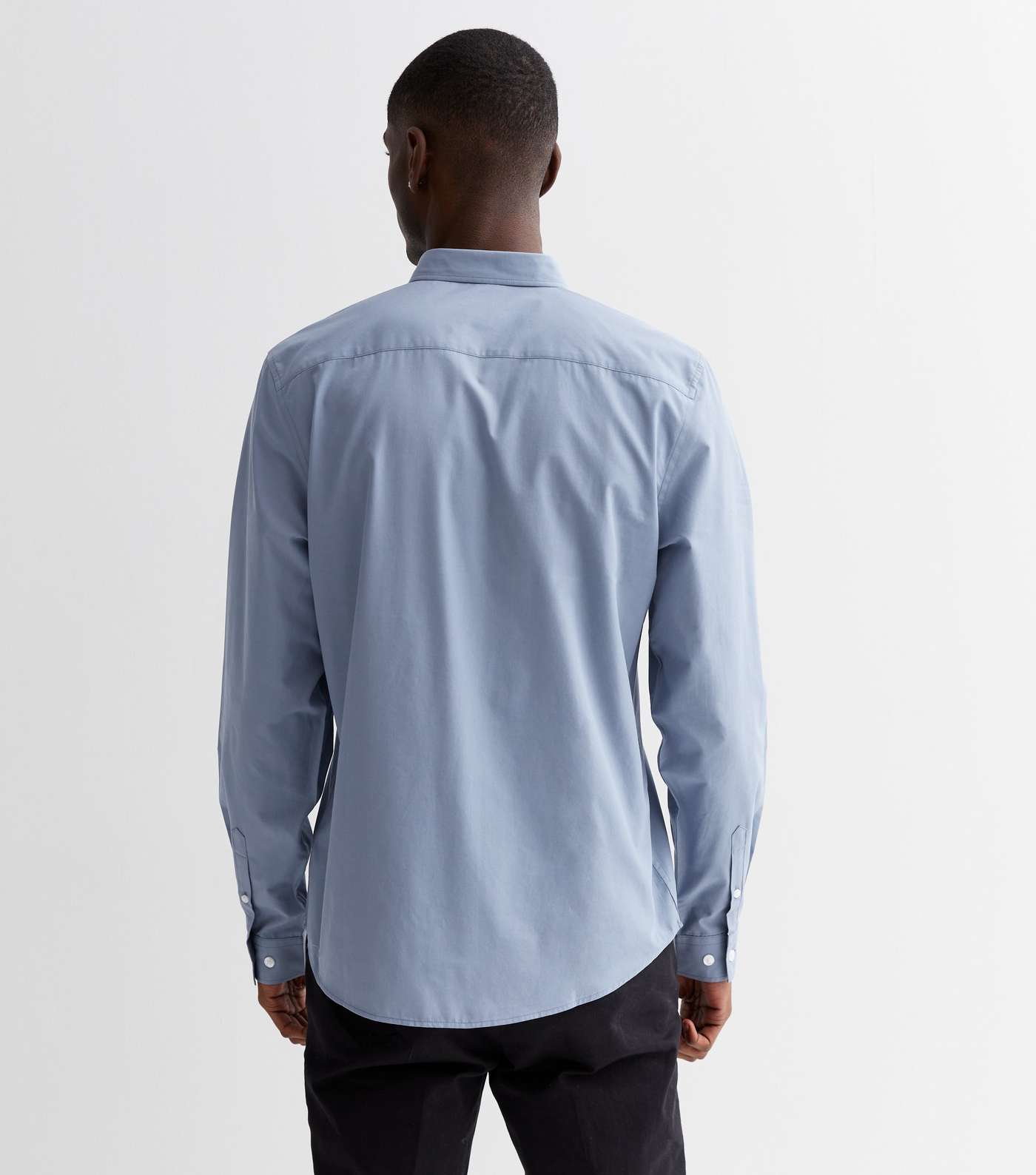 Bright Blue Poplin Long Sleeve Regular Fit Shirt Image 4