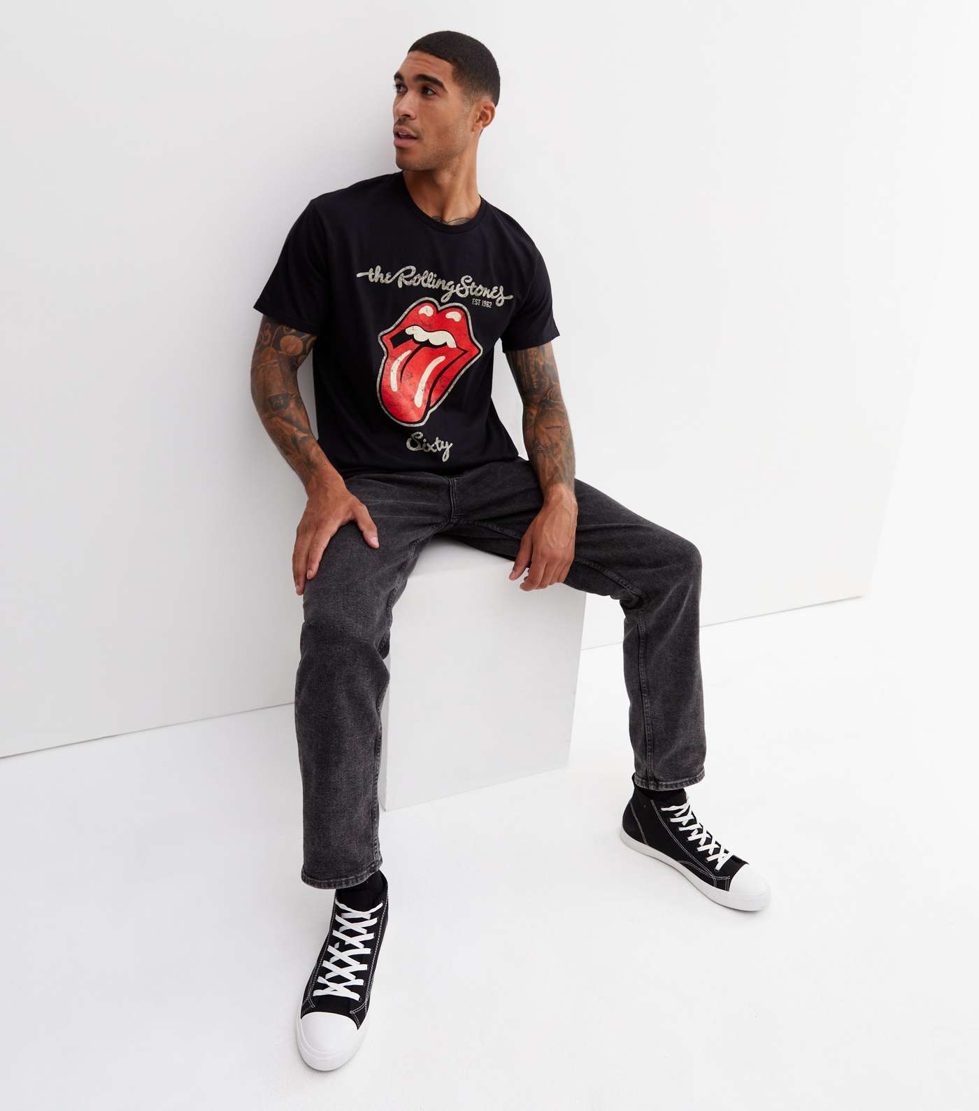 Black the Rolling Stone Logo T-Shirt Image 3