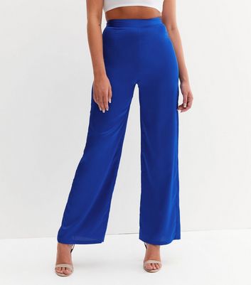 Royal Blue Button Palazzo Trousers  Quiz Clothing