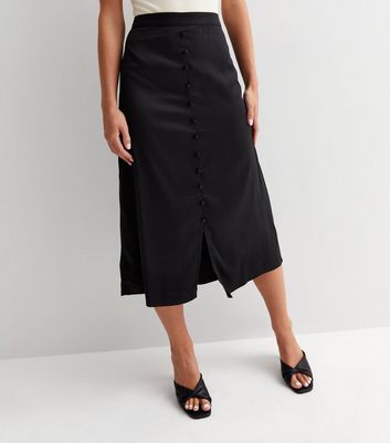 Petite midi clearance skirt with button