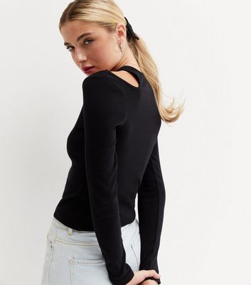 Black cut out shoulder top sales