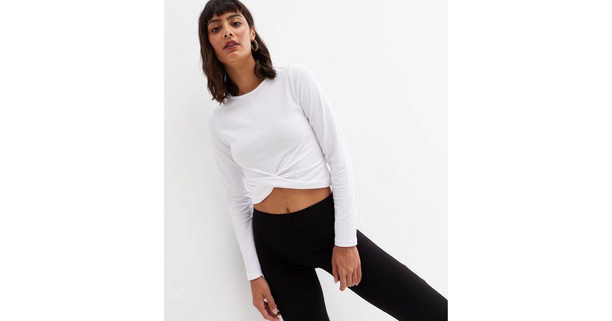 White T shirt Full Sleeves Crop Top – Styched Fashion