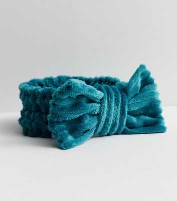 Teal Faux Fur Bow Beauty Band