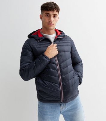 Jack & Jones Navy Hooded Puffer Jacket | New Look