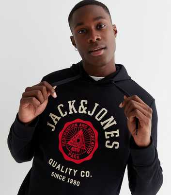 Jack & Jones Black Varsity Logo Hoodie