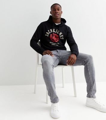 Men's Jack & Jones Black Varsity Logo Hoodie New Look