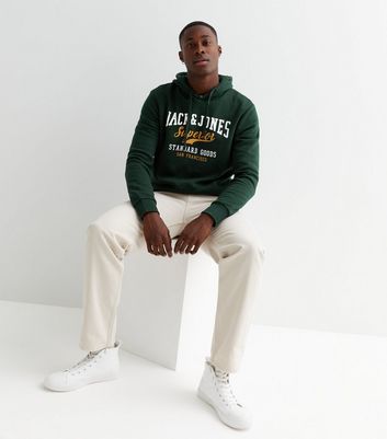 Jack & Jones Green Varsity Logo Hoodie | New Look