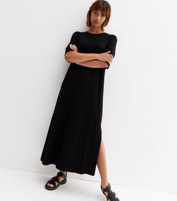 Black oversized t shirt dress online