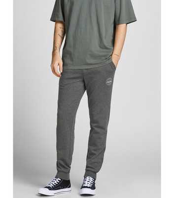 Jack & Jones Grey Marl Jersey Logo Cuffed Joggers