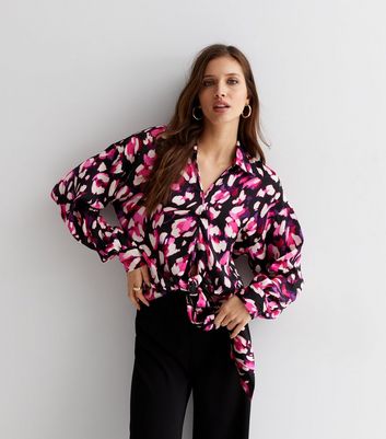 new look pink satin shirt