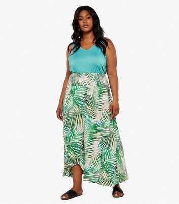 Apricot Curves Green Tropical Maxi Skirt