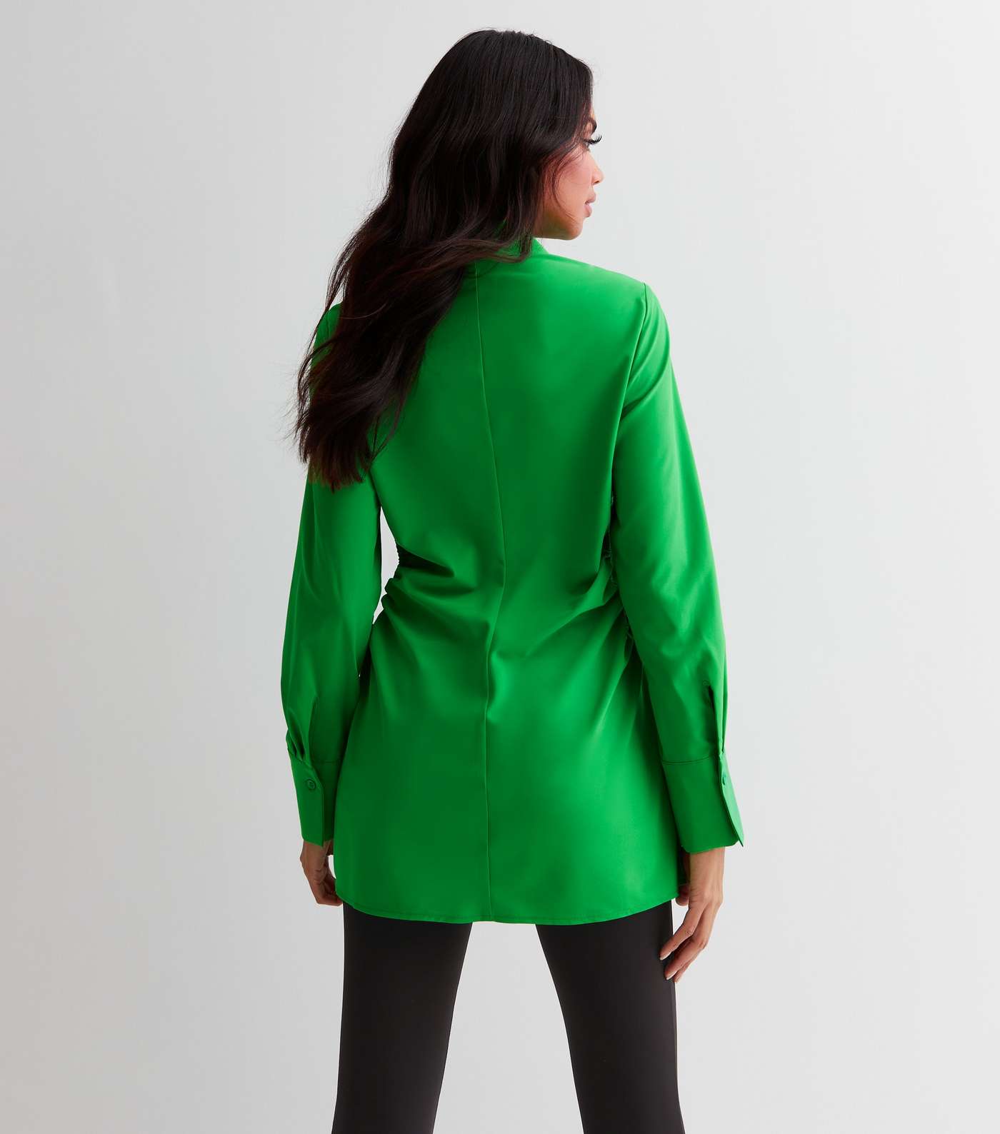 Green Ruched Cut Out Longline Shirt Image 4