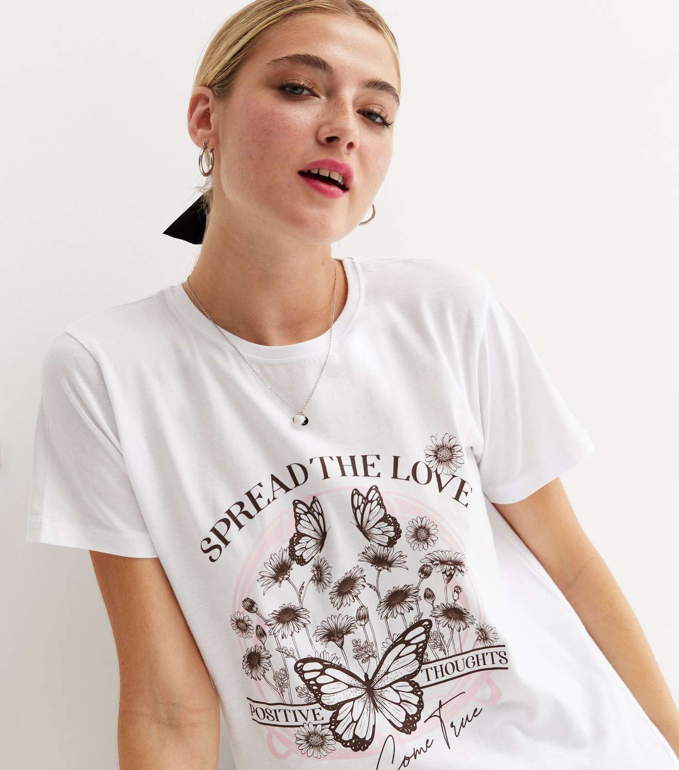 White Spread the Love Butterfly Logo T-Shirt