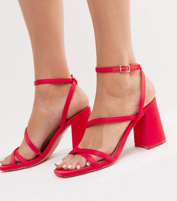 Red block heels 2025 new look