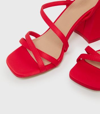 Small red sales block heels