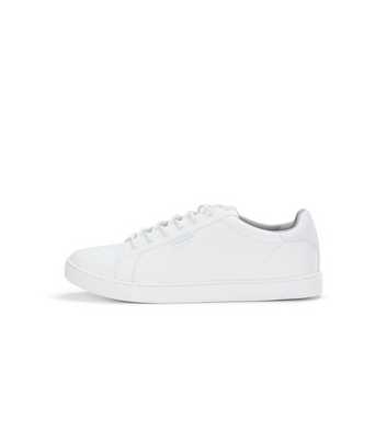 Jack & Jones White Leather-Look Lace Up Trainers