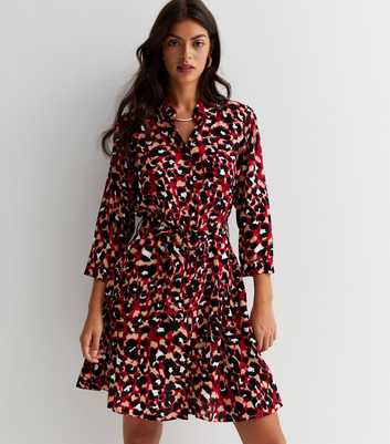 Red Mark Making 3/4 Sleeve Mini Shirt Dress
