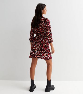 Red Mark Making 3/4 Sleeve Mini Shirt Dress