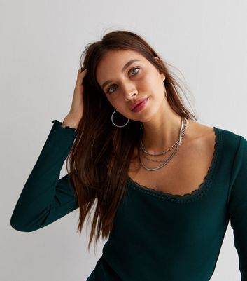 new look green lace top