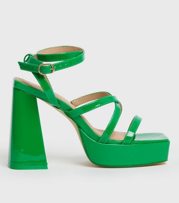 New Look patent leather green platform heels sandals... - Depop