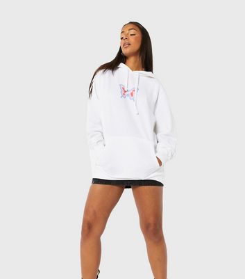 Skinnydip White Butterfly Manifest Logo Hoodie New Look