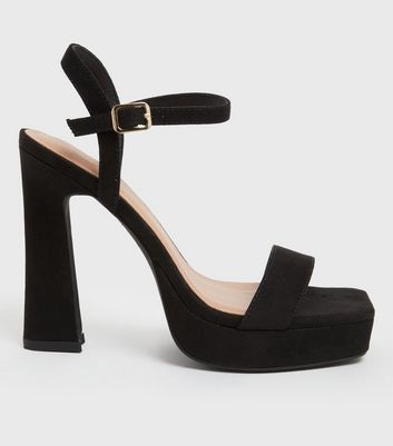 Black block outlet heels new look