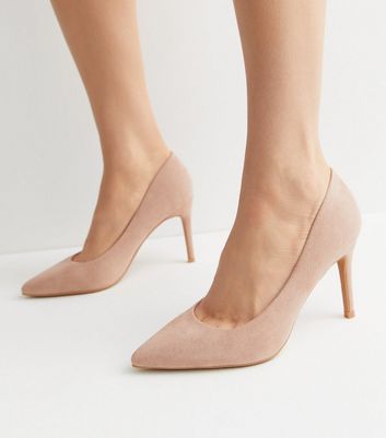 Pale Pink Suedette Pointed Stiletto Heel Court Shoes New Look Vegan