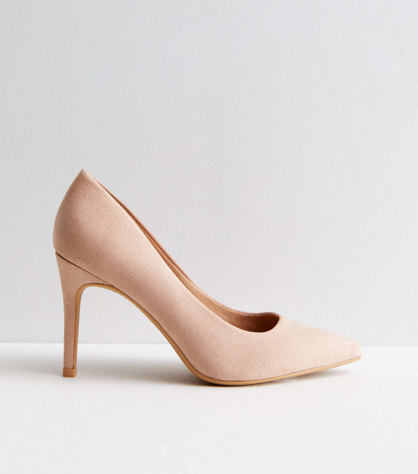 Pale Pink Suedette Pointed Stiletto Heel Court Shoes Image 3