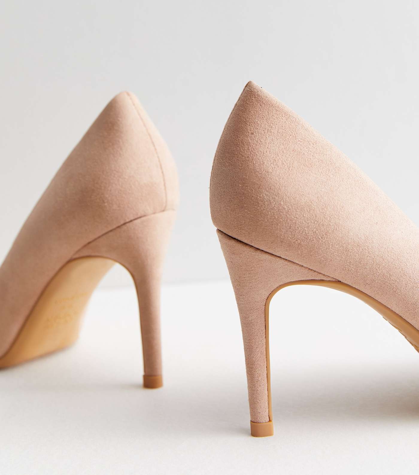 Pale Pink Suedette Pointed Stiletto Heel Court Shoes Image 5