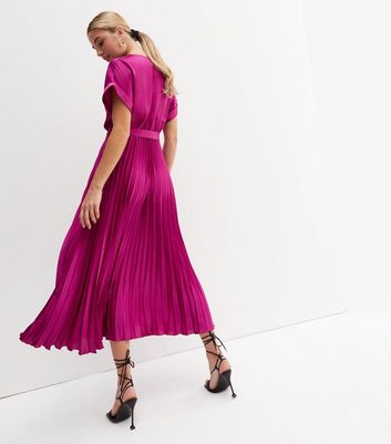 New look satin pleated midi outlet dress