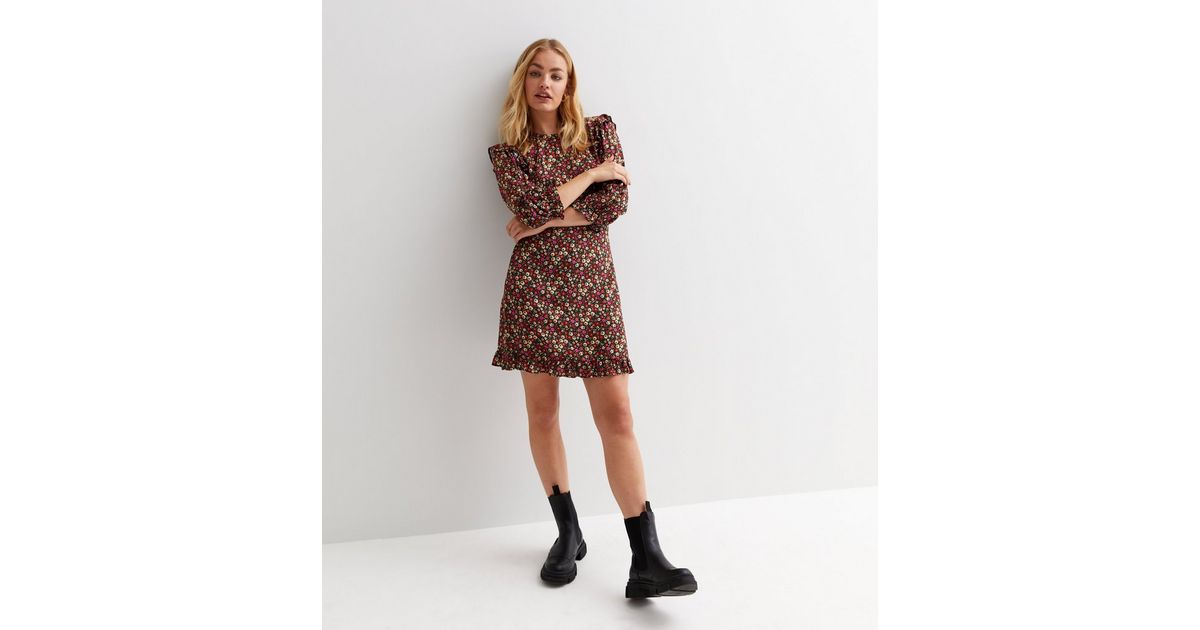 Romantic Layered Frill Mini Dress Black