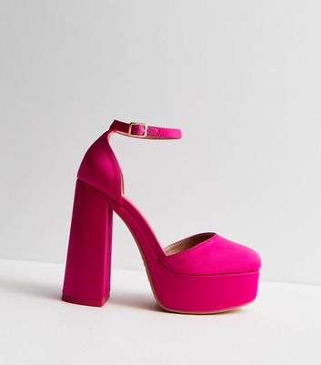 New Look Satin Ankle Tie Heeled Sandals in Pink | Lyst