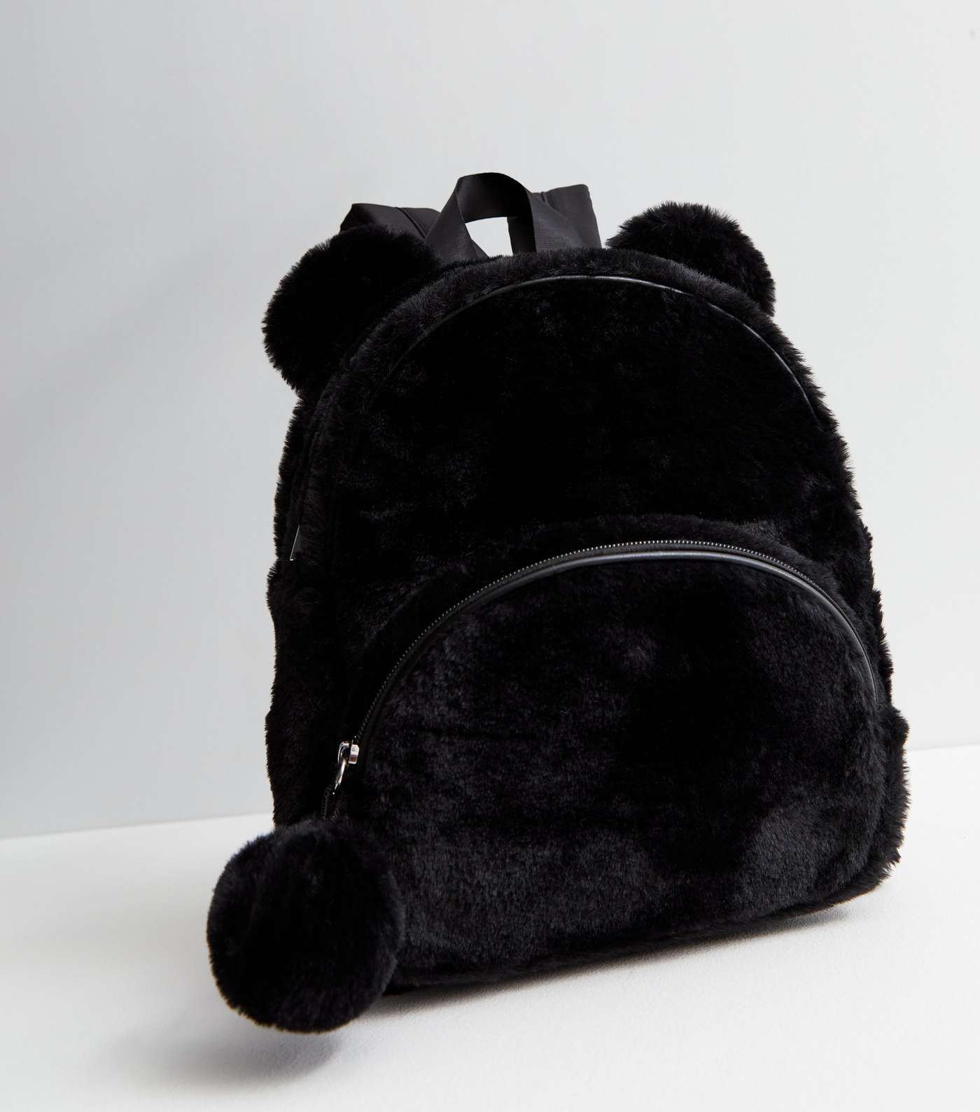 Girls Black Faux Fur Teddy Bag