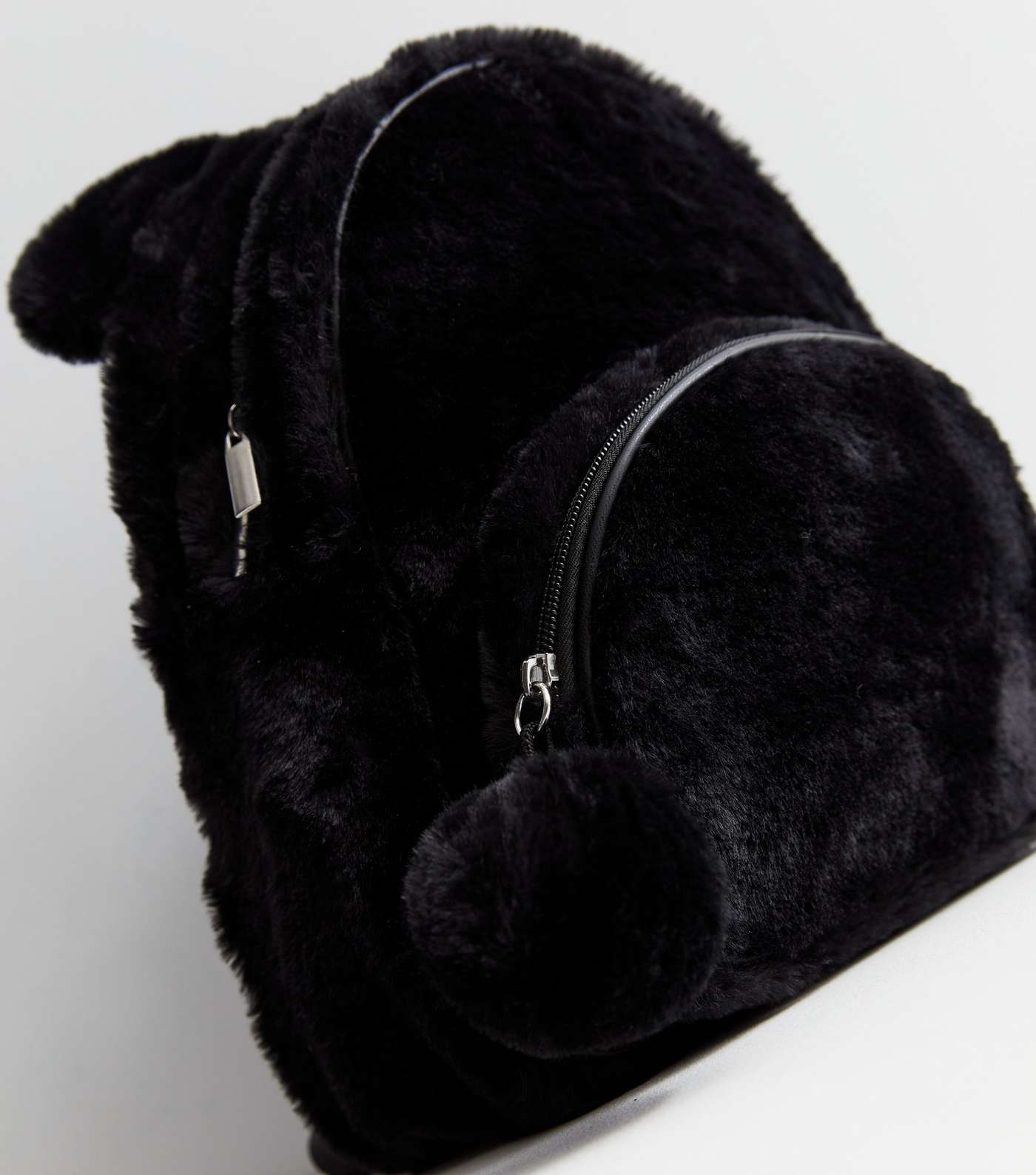 Girls Black Faux Fur Teddy Bag Image 3