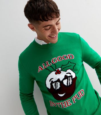 Green Christmas Pudding Logo Jumper