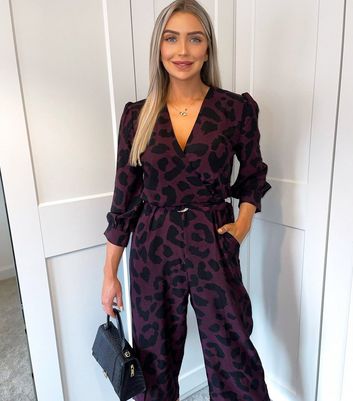 purple leopard print jumpsuit