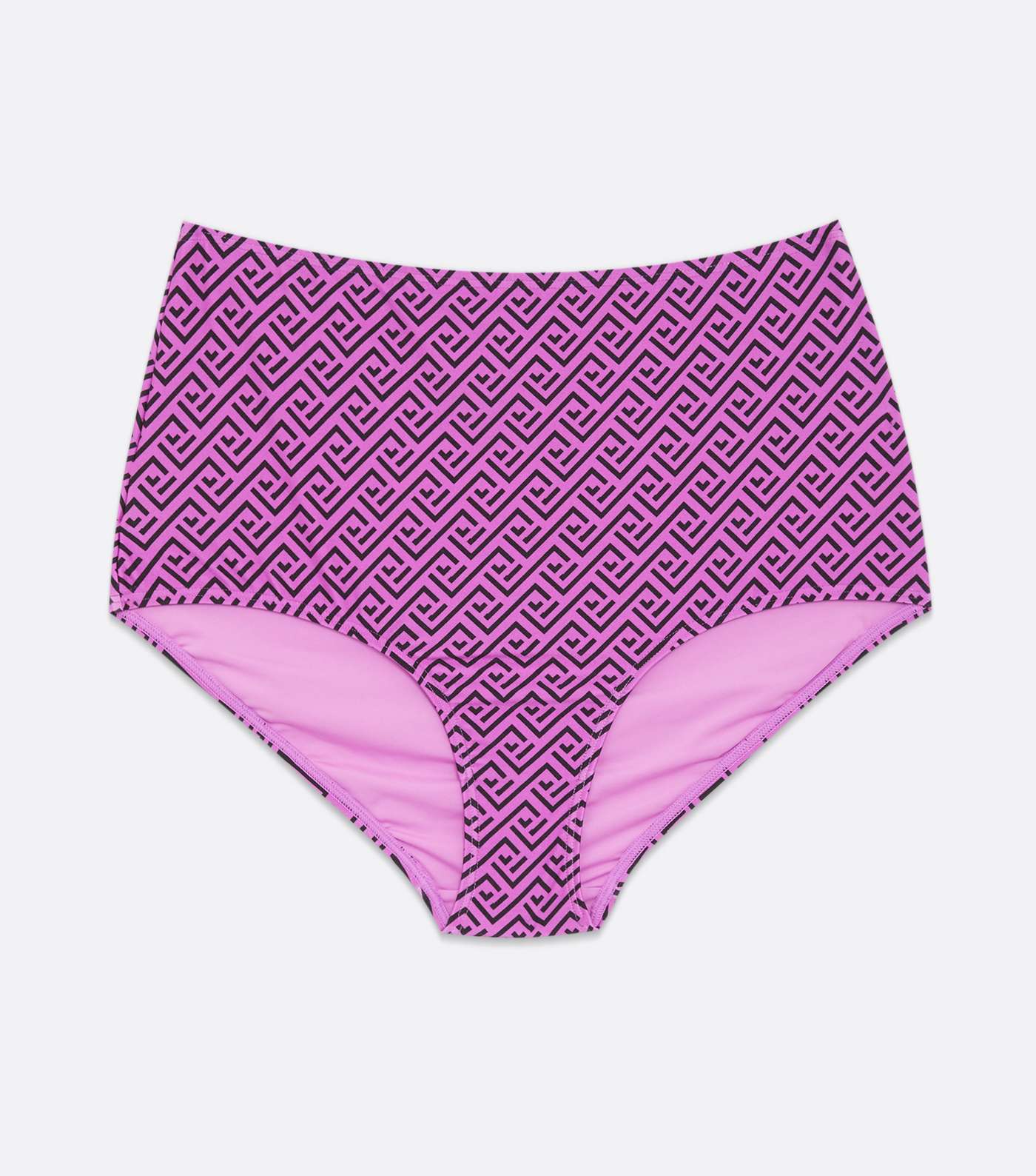 Curves Pink Monogram High Waist Bikini Bottoms Image 5