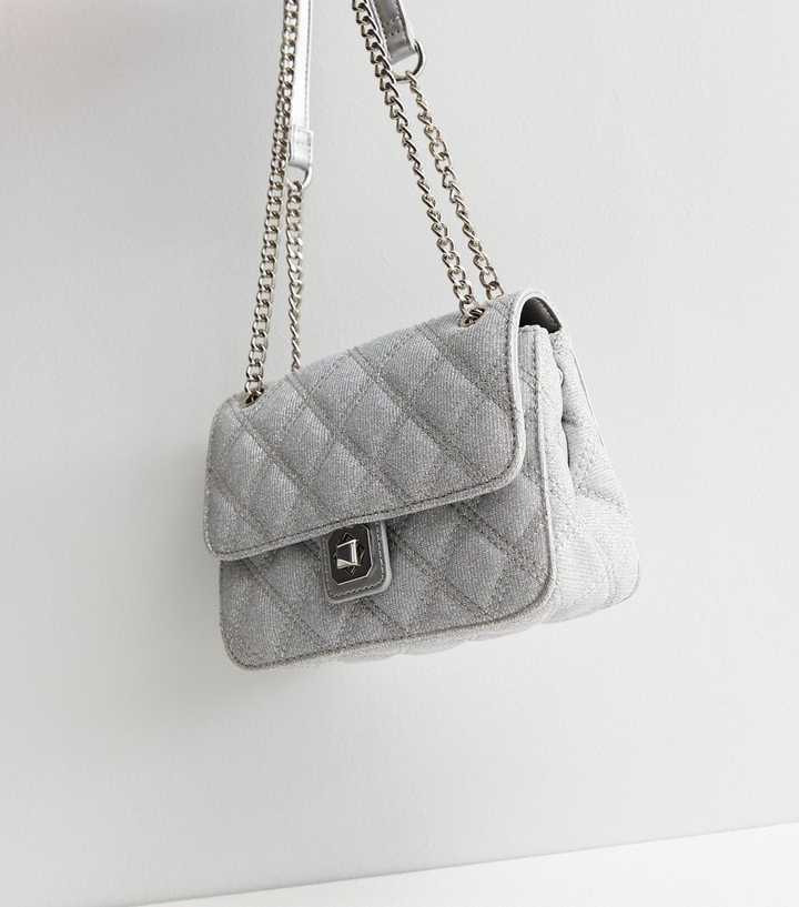 Puffer Crossbody Backpack in Shimmer Gray with Silver Star