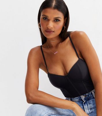 black corset bodysuit top