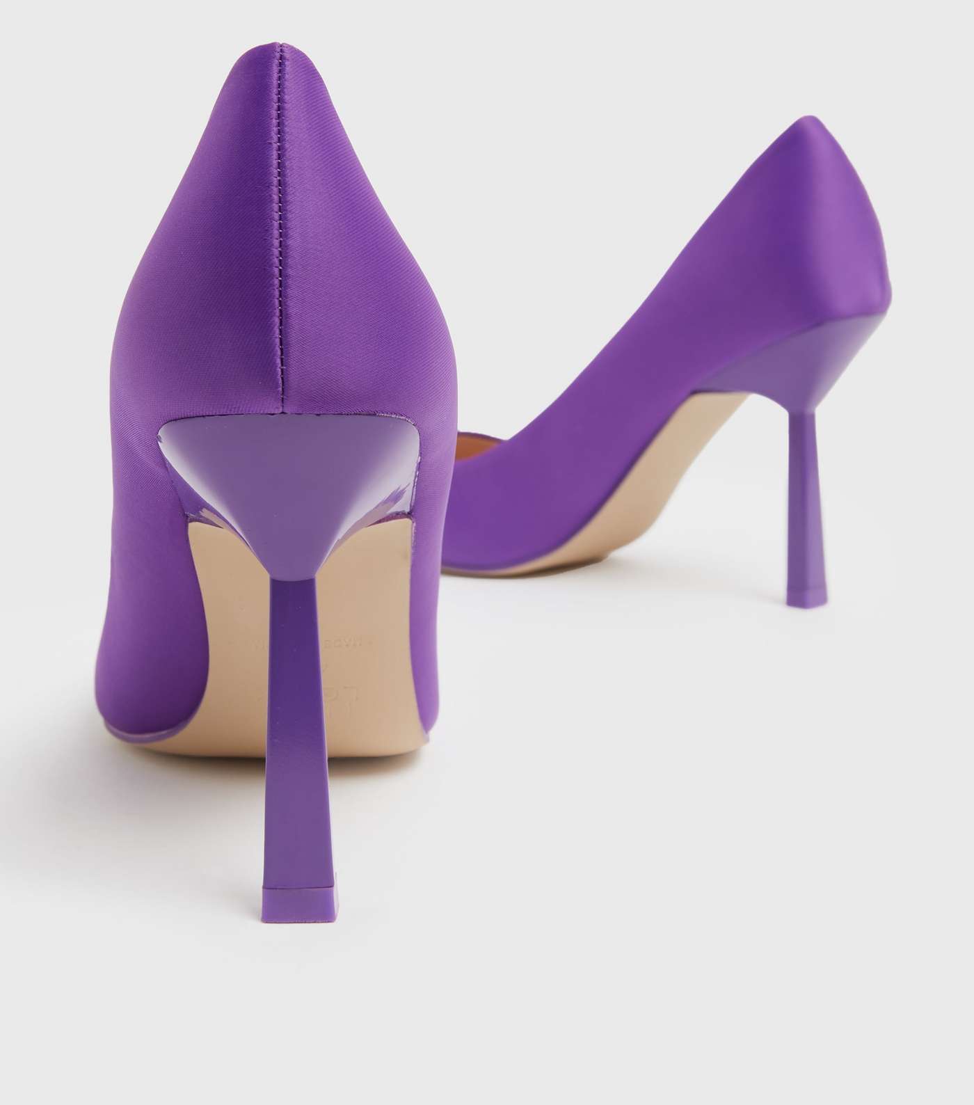 Purple Satin Pointed Stiletto Heel Court Shoes Image 4