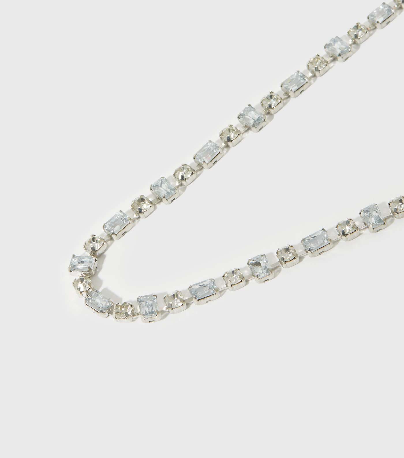 Silver and Blue Diamanté Necklace Image 2