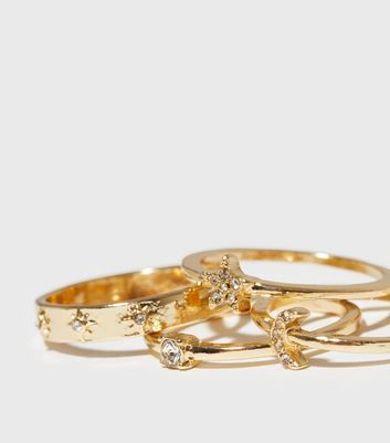 4 Pack Gold Mystic Stacking Rings New Look