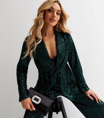 Green sequin clearance blazer